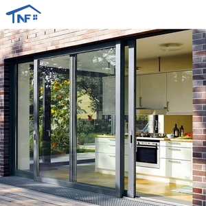 Customized Double Tempered Glass Sliding Door Aluminum Profile Frame Noiseless Sliding Door