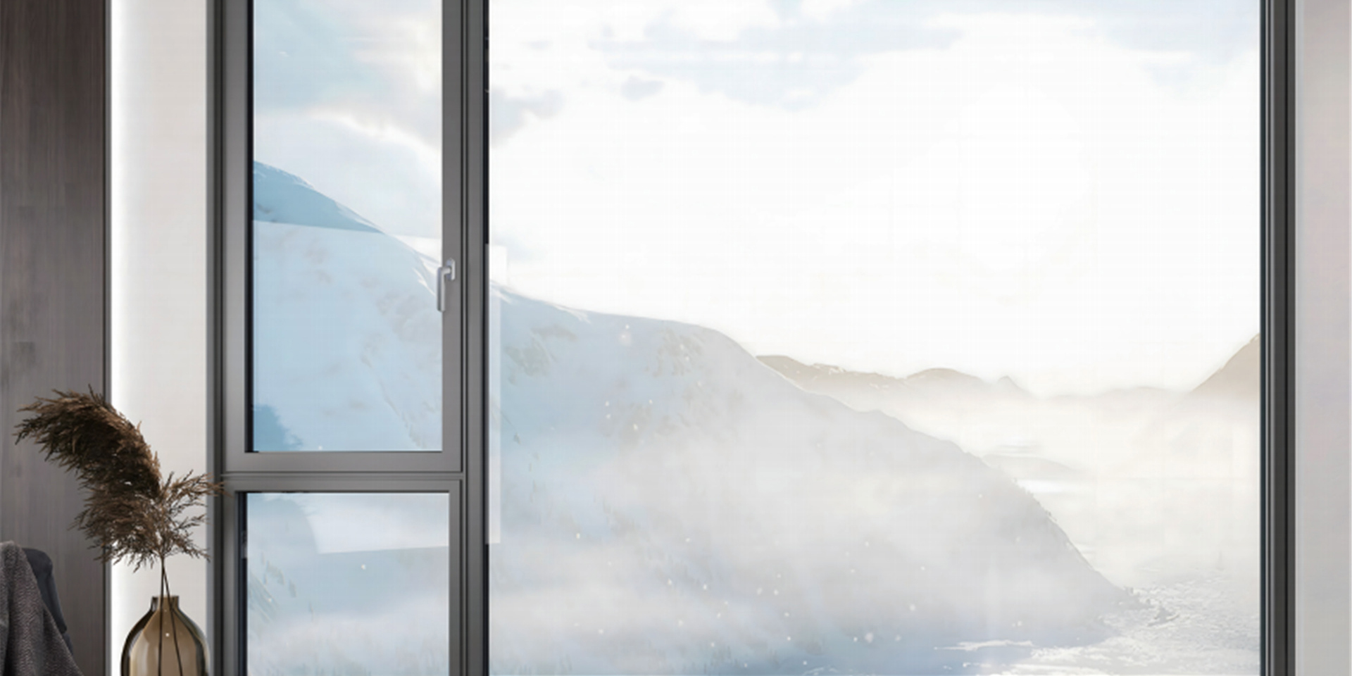 Aluminum casement windows on a modern residence