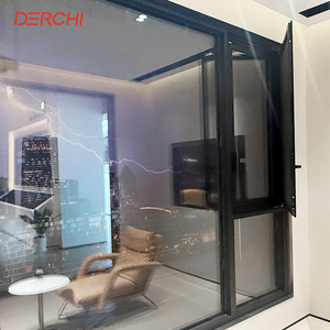 DERCHI Hurricane Proof Impact Windows Double Tempered Glass Thermal Break Aluminium windows for Modern Building