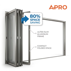 Bifold Patio Aluminium Door Customized Frameless Glass Folding Door