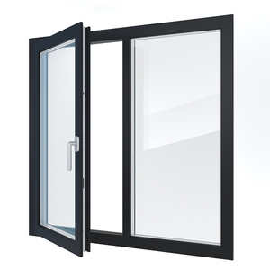 Exterior Sound Proof Modern French Style Black Aluminum Frame Casement Windows with Heat Insulation and Tempered Double Glass