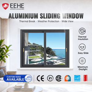 EEHE Aluminum Alloy Panoramic Sliding Window Drying Rod Grille Design Glass Sliding Window With Mosquito Net For Villas