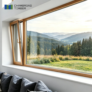 Aluminum Clad Wood Windows Triple Glazed Low-E Glass Hurricane Resistant Impact Tested Factory Wholesale for Villa Projects