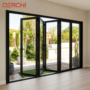 Modern High Aluminum Double Glass Accordion Large Big Bifold Long Bi Fold Sliding Exterior Main Entrance Patio Folding Door
