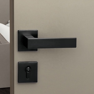 Doorshine Modern Design Silent Handle Lock Black Wooden Bedroom Door Pure Aluminum Oxide Indoor Bathrooms Villas Easy