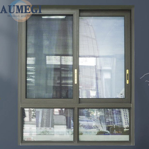 Aumegi Double Glazing Aluminum Glass Sliding Window Green Color Sliding Windows