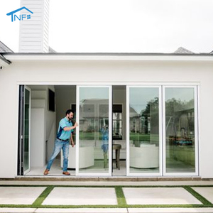 Custom Aluminium Exterior NFRC AS2047 Waterproof Double Low-e Glass Patio Bifold Sliding Swing Panoramic Doors