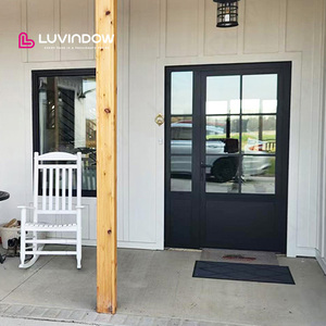 Residential Aluminum Doors for House Patio Heat Insulated Rainproof Double Entry Swing Doors with Glass
